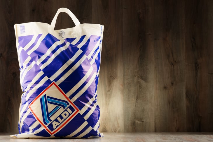 Disposable Aldi shopping bag