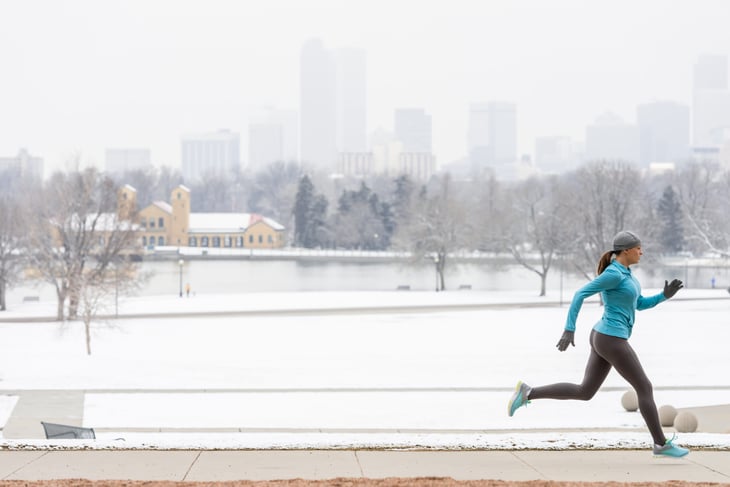 woman running in winter