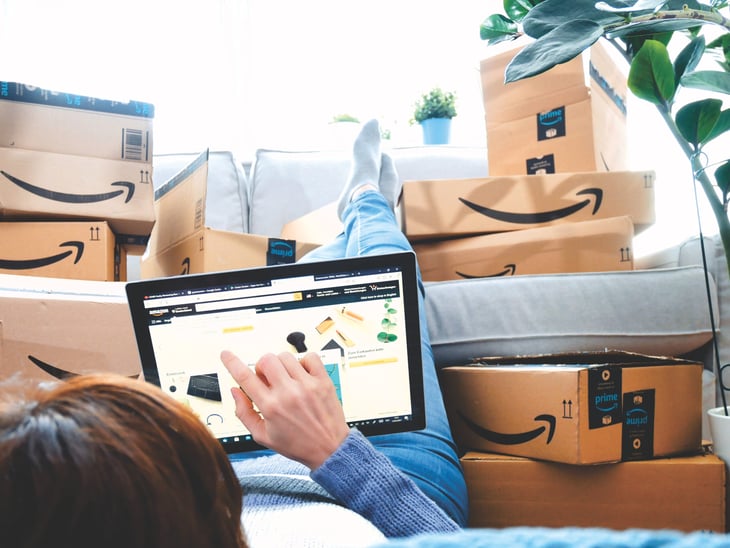Woman shopping on Amazon