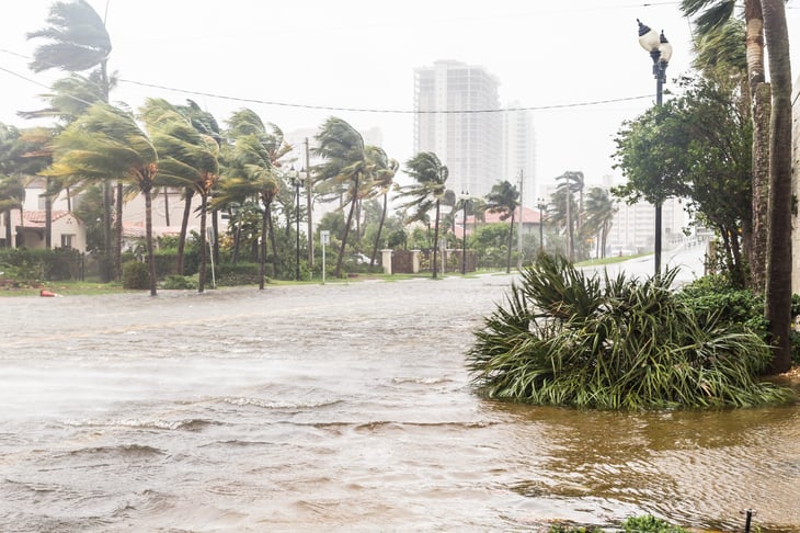 Flooded street in Broward County