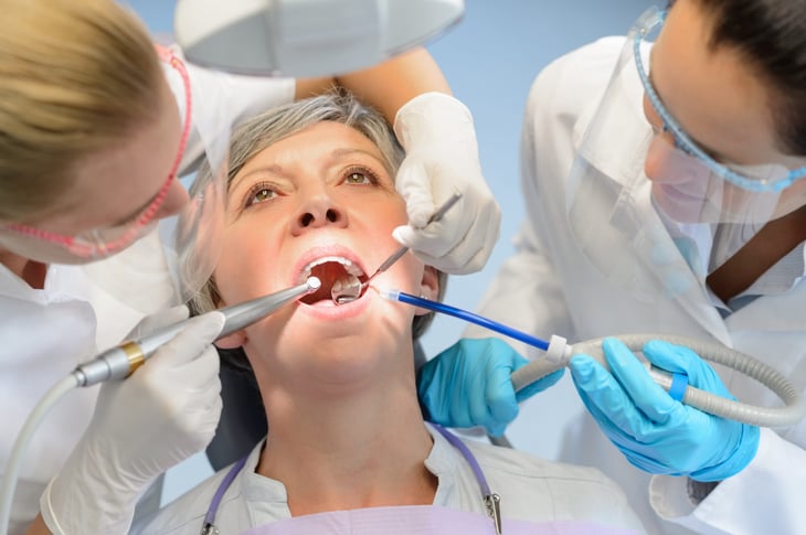 woman getting a dental exam