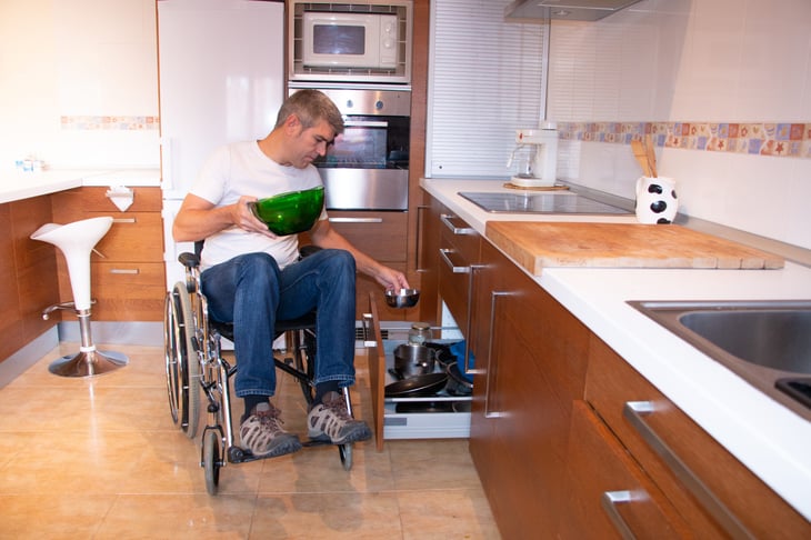 Accessible kitchen with low countertops