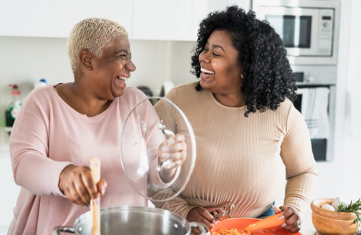 Women cooking on a stovetop