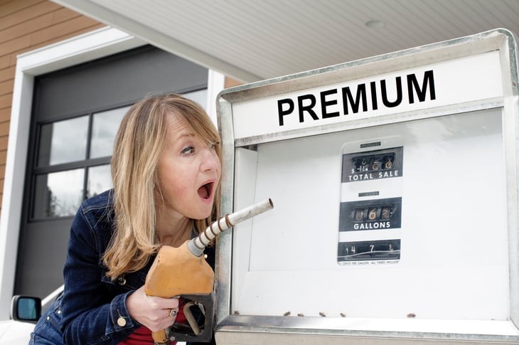 Woman shocked by gas prices