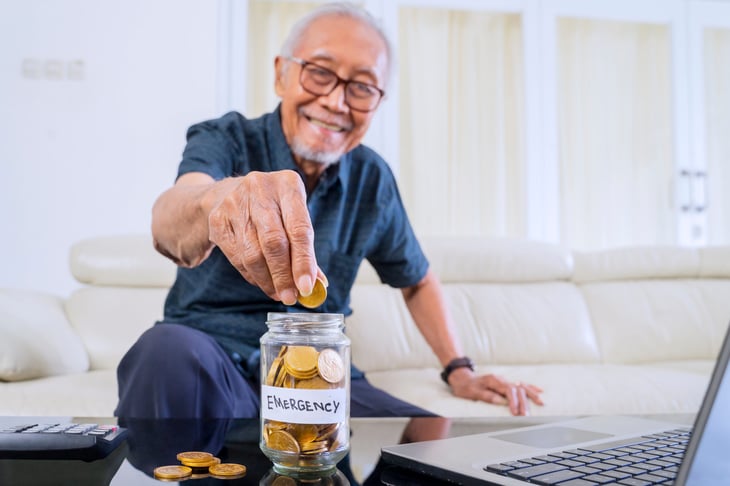 senior man saving for emergency fund