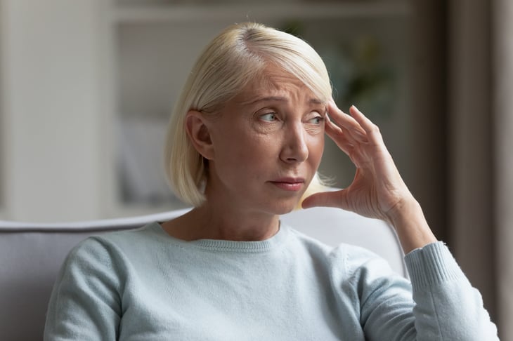 Worried senior woman