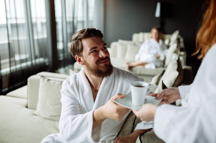 Guest in luxury hotel
