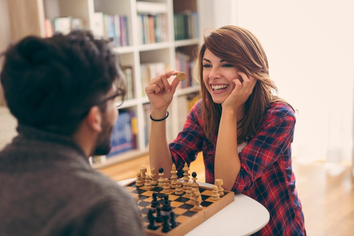 Couple playing chess