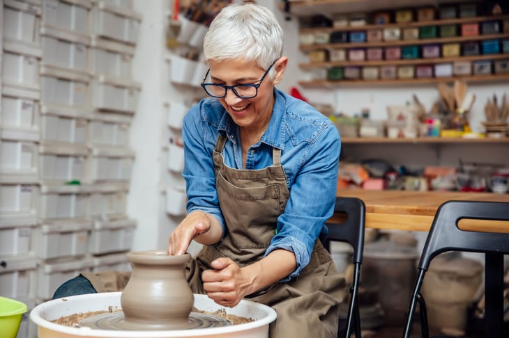 Woman doing pottery