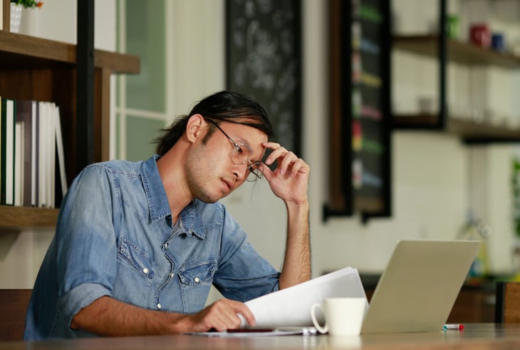 Upset man stressed out over his taxes