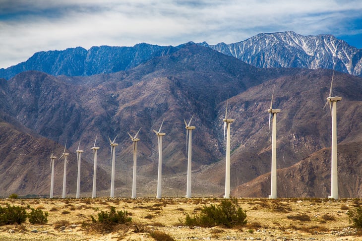 Wind farm in Palm Spring, California