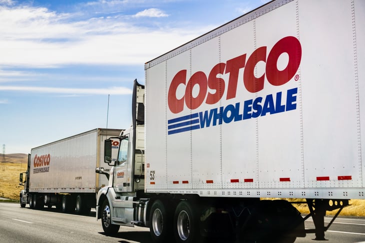 Costco delivery trucks on the highway