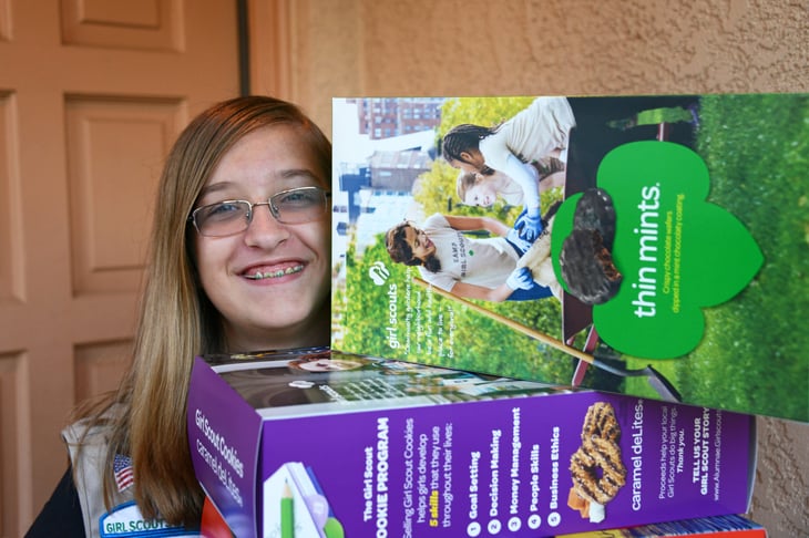 Girl Scout with cookies