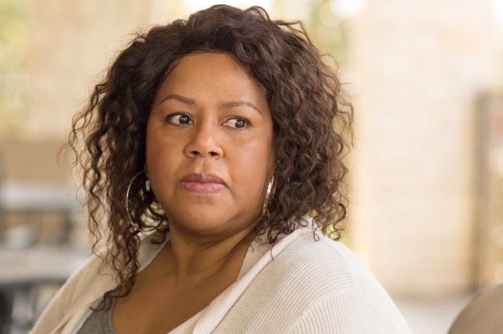 Fearful middle-aged woman