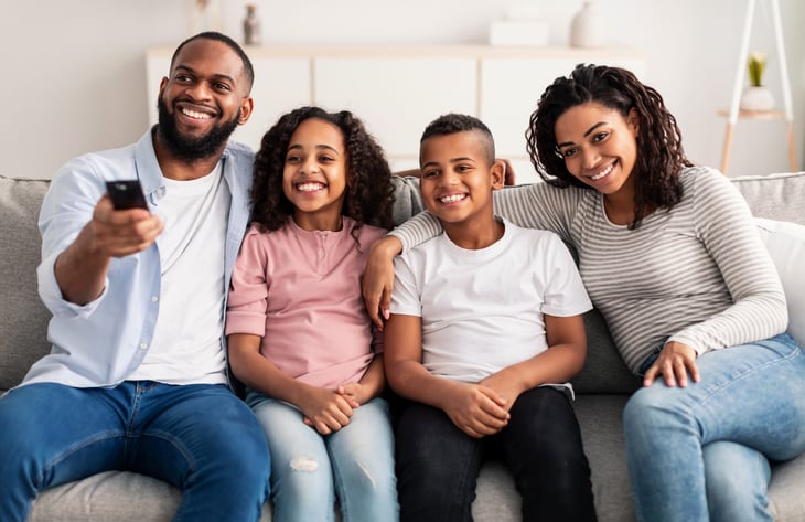 Family watching TV