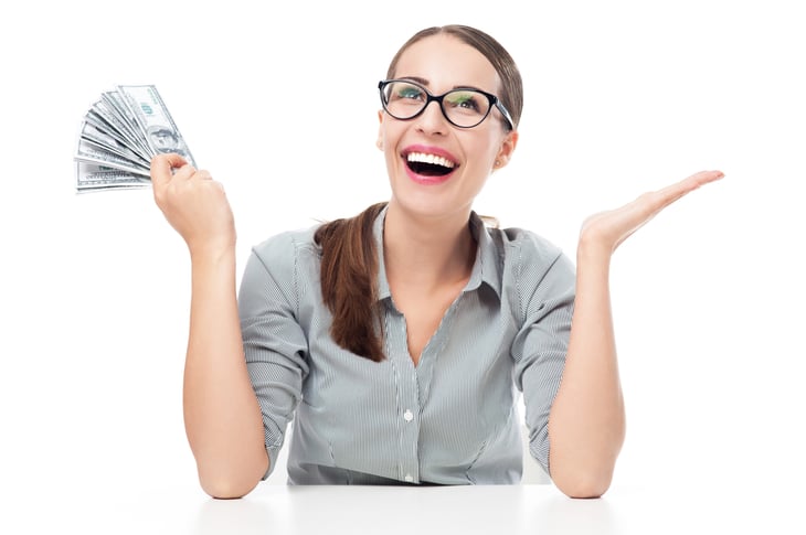 Happy woman with money