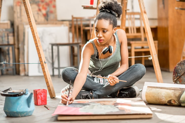 Artist in her studio