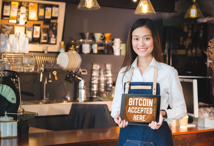 Cafe accepting cryptocurrency as payment