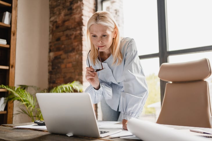 Woman working in her office