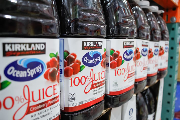 Kirkland brand Costco cranberry juice