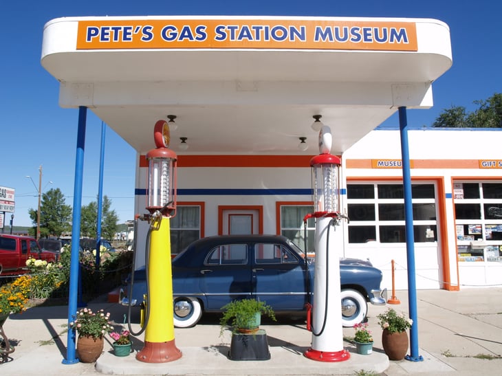 Pete's Gas station museum on September 22, 2011. It's been a station for a very long time but the current building was built in 1949. It operated as a gas station till 1989.