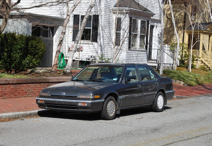 Boston, Massachusetts, USA - April 28, 2021: 1986 Honda Accord won Car of the Year award in Japan. It was one of the most popular car in the world.
