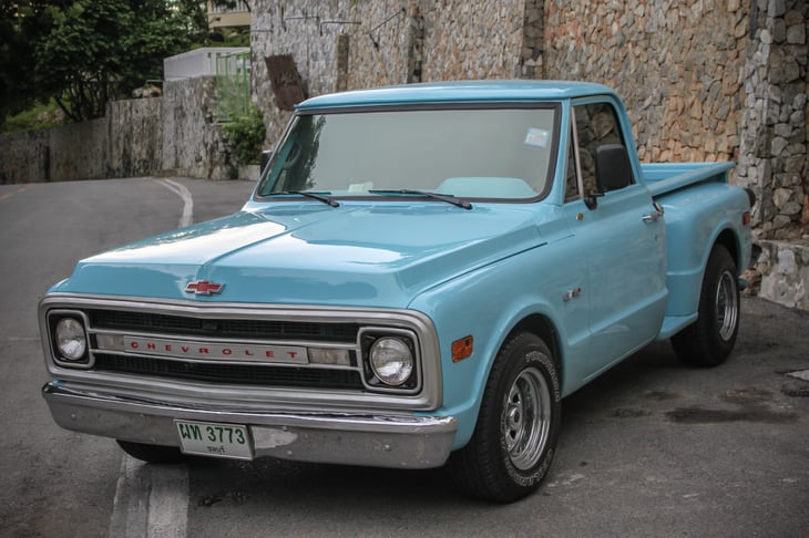 CHONBURI, THAILAND - FEBRUARY 8, 2015: The 1969 Chevrolet C10 Pickup 0Truck parking at the seaside.
