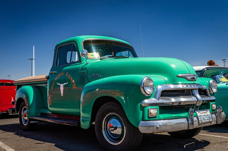 Reno, NV - August 4, 2021: 1954 Chevrolet Advance Design 3100 Pickup Truck at a local car show.