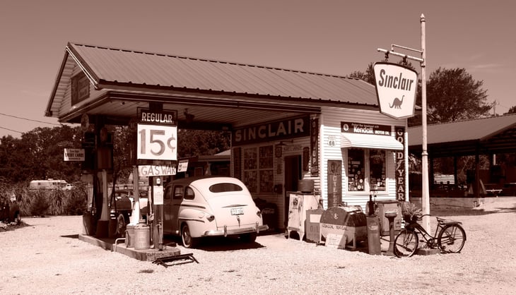 Old timey gas station