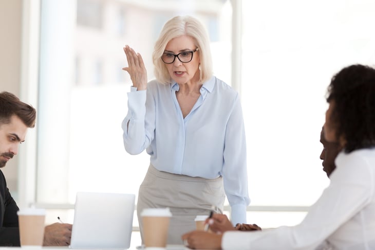 Angry senior worker
