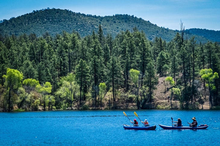 Canoes at Lynx Lake in Prescott, Arizona