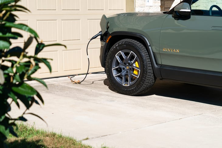 Electric pickup truck charging at home
