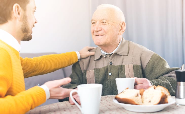 elderly man and son grandson