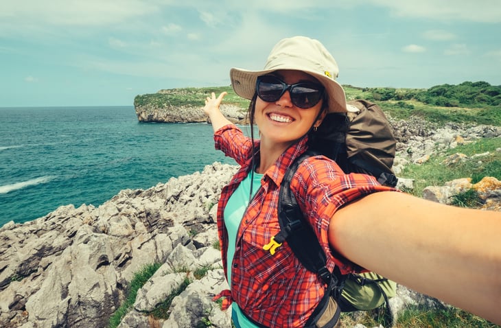Happy woman traveler