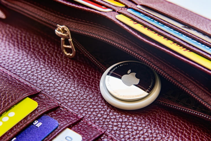 Apple AirTag on a wallet