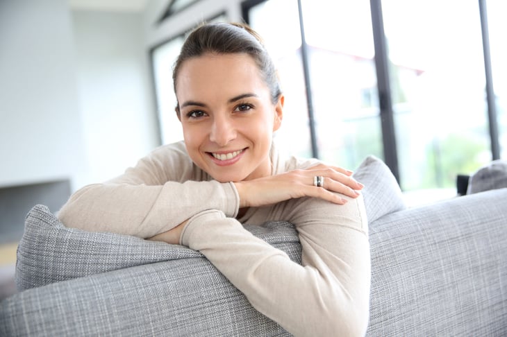 happy woman at home