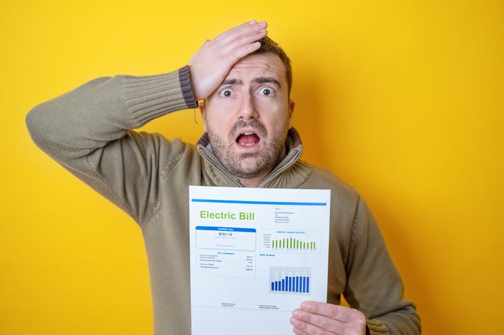 Man shocked by energy bill.
