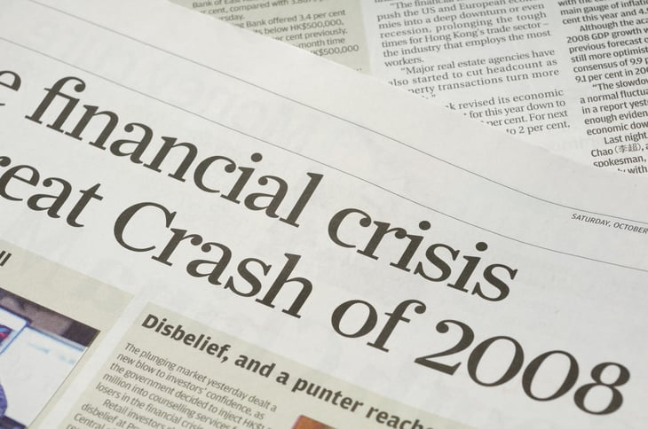 Newspaper headline about the 2008 financial crisis