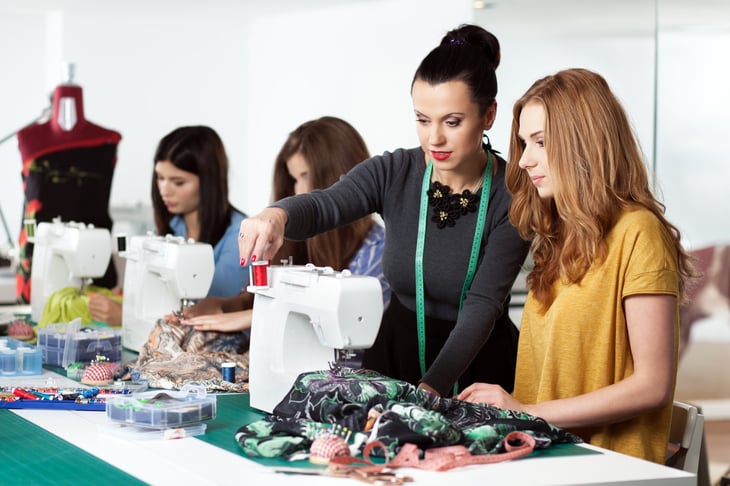 woman at sewing class
