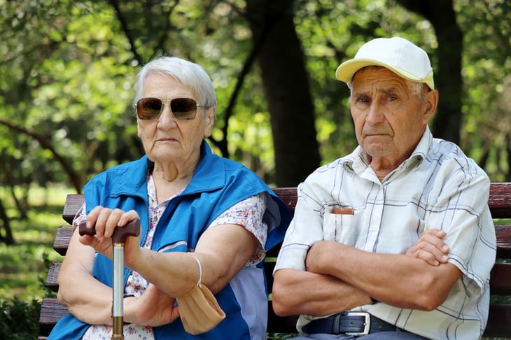 Unhappy retired couple