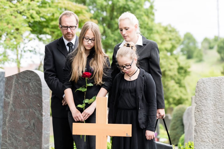 Family at a funeral