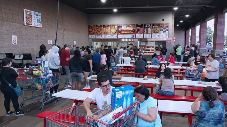 Costco shoppers at the food court at Los Angeles location