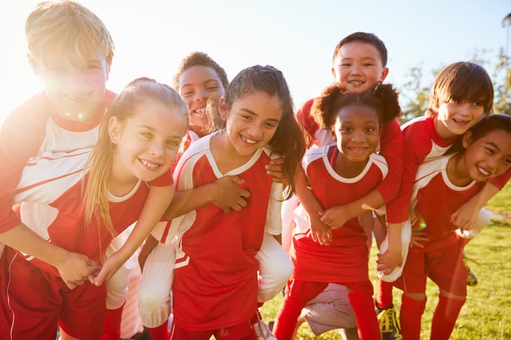 Children playing on a school sports team