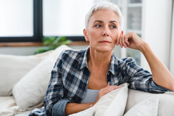 Worried senior woman