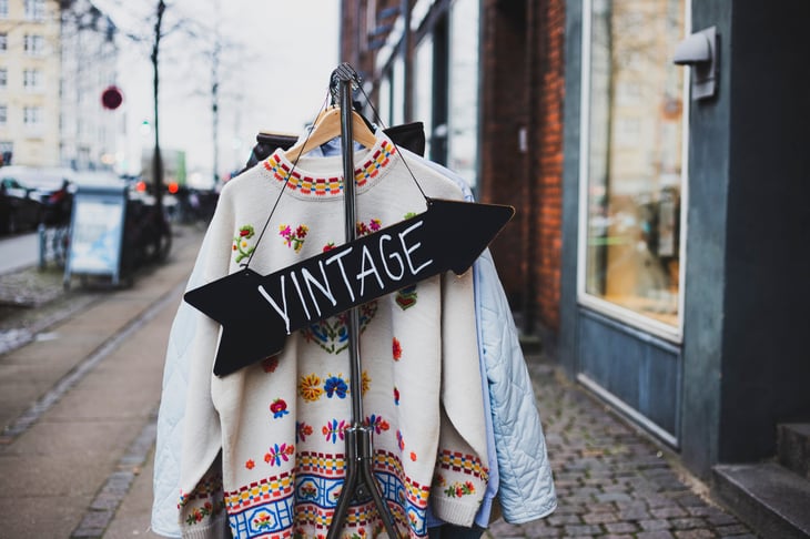 Vintage clothing at a thrift shop