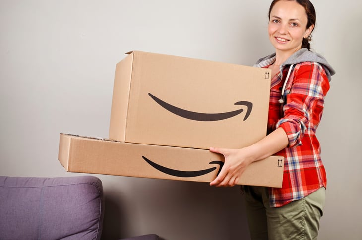 Woman shopping on Amazon