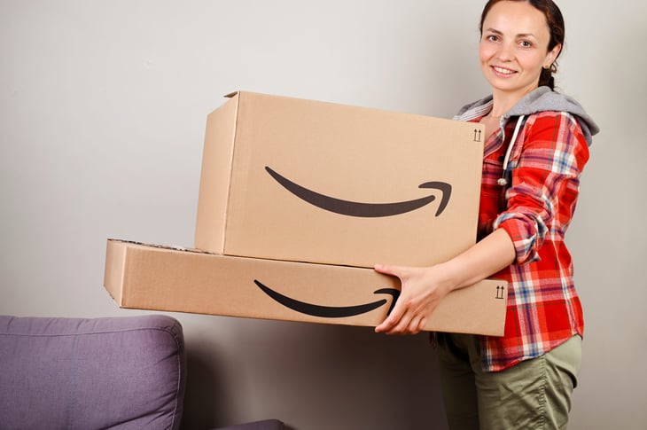 Woman shopping on Amazon