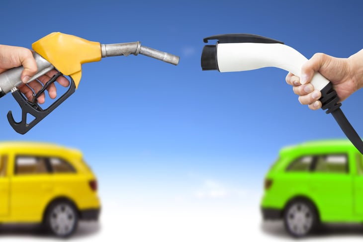 Gas pump versus electric car charger