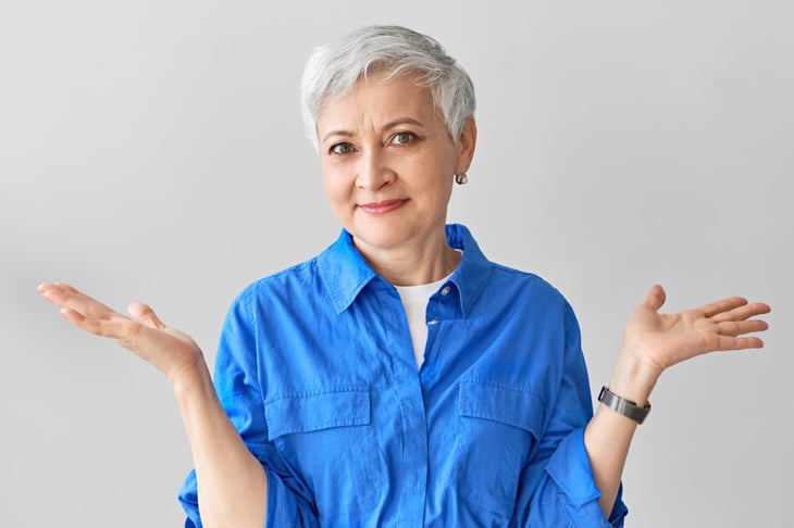 Confused senior woman