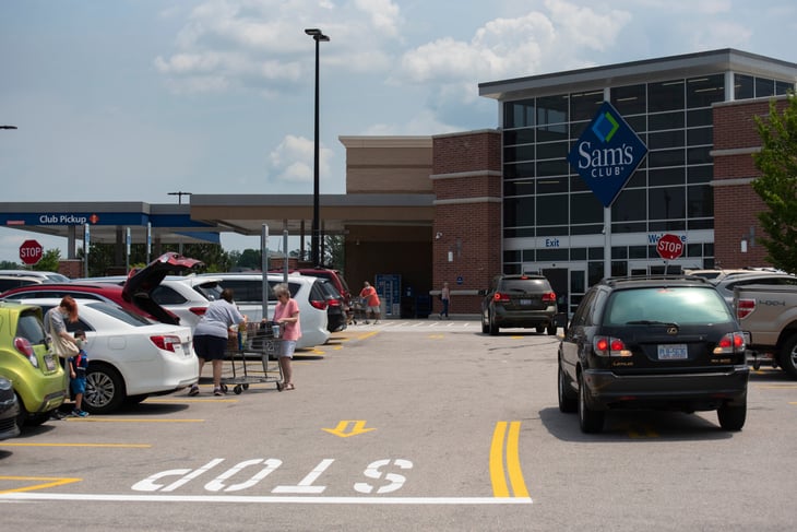 Parking lot of the Sam's Club wholesale warehouse store in Wake Forest, North Carolina